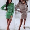 The Best Women Bandage Bodycon Slim Mini Dress Fashion Ladies Casual Long Sleeve Evening Party Clubwear Formal Dress Online - Hplify