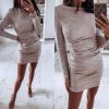 The Best Women Bandage Bodycon Slim Mini Dress Fashion Ladies Casual Long Sleeve Evening Party Clubwear Formal Dress Online - Hplify
