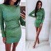 The Best Women Bandage Bodycon Slim Mini Dress Fashion Ladies Casual Long Sleeve Evening Party Clubwear Formal Dress Online - Hplify
