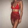 The Best Women Belly Dance Hip Tutu Skirt Scarf Wrap Belt Glitter Sequins Tassel Hipscarf Skirts Summer Beach Sundress Online - Hplify
