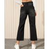 The Best Women Black Destroyed Ripped Hole Casual Jeans Straight Wide Leg Denim Trousers Ladies High Waist Long Jeans Pants Online - Hplify
