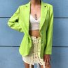 The Best Women Blazer Oversize Autumn Long Coat Sexy Simple Candy Color Slim Long-sleeved Suit Kendall Fashion Avocado Green Blazer Online - Hplify