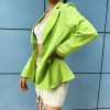The Best Women Blazer Oversize Autumn Long Coat Sexy Simple Candy Color Slim Long-sleeved Suit Kendall Fashion Avocado Green Blazer Online - Hplify