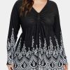 The Best Women Blouse Casual Shirts V Neck Long Sleeves High Waist Plus Size Online - Hplify
