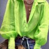 The Best Women Blouse Fashion Lantern Sleeve Loose Blouse V Neck Casual Office Lady Shirts Tops Autumn Womens Clothing Top Femme Online - Hplify