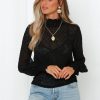The Best Women Blouse Shirt High Neck Polka Dot Mesh Sheer See-Through Long Sleeve Tops Tee Shirt Online - Hplify