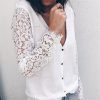 The Best Women Blouses V Neck Blouse Floral Lace Long Sleeve Blouse Female Shirts Women Tops Blouses Black White Ladies Clothes Online - Hplify