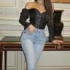 The Best Women Body Shaper Tummy Control Waist Long Sleeve Blouse Shirt Sexy Ladies Off Shoulder Autumn Casual Tops Online - Hplify