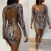 The Best Women Bodycon Backless Dress Sleeveless Ladies Evening Party Club Leopard Slim Mini Sexy Dress Online - Hplify