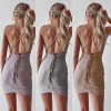 The Best Women Bodycon Sleeveless Backless Slim Dress Ladies Summer Casual Strappy Party Evening Prom Club Mini Dress Online - Hplify