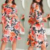 The Best Women Boho 3/4 Sleeve Ruffles Loose Fit Short Party Dress Casual Ladies Holiday Clothing Online - Hplify