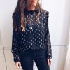 The Best Women Boho Beach Summer Chiffon Blouse Shirt Elegant Lady Polka Dot Top Ruffles Ladies Long Sleeve Tops Shirt Online - Hplify