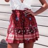 The Best Women Boho Casual Floral Skirt New Fashion Ladies Stretch High Waist Beach Summer Short Mini Skirt Sundress Online - Hplify