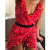 The Best Women Boho Floral Dress Ladies Summer Beach Polka Dot Sleeveless Party Ruffle V Neck Mini Sundress Holiday Clothing Online - Hplify
