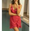 The Best Women Boho Floral Dress Ladies Summer Beach Polka Dot Sleeveless Party Ruffle V Neck Mini Sundress Holiday Clothing Online - Hplify