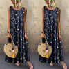 The Best Women Boho Floral Long Maxi Dresses Ladies Sleeveless Loose Summer Casual O Neck Party Maxi Dress Sundress Online - Hplify
