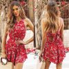 The Best Women Boho Floral Rompers Ladies Backless Summer Beach Short Playsuit Fashion Ladies Sleeveless O-Neck Holiday Jumpsuit New Online - Hplify