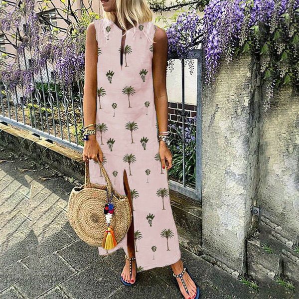 The Best Women Boho Long Maxi Dress Fashion Ladies Sleeveless Summer Beach Floral Dress Casual Holiday Dresses Sundress Online - Hplify