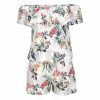 The Best Women Boho Off Shoulder Outfits Fashion Flower Sleeveless Pants Summer Holiday Casual Short Jumpsuit Rompers Trouser Online - Hplify