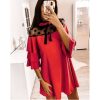 The Best Women Boho Ruffle Sleeve A-Line Dress Lady Sexy Party Evening Bow Mini Dress Online - Hplify