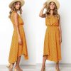 The Best Women Boho Sleeveless Midi Dress Polka Dot Fashion Summer Party High Waist O-Neck Holiday Beach Dress Sundress Online - Hplify