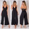 The Best Women Boho Strap V Neck Backless Jumpsuit Ladies Holiday Playsuit Casual Long Pant Trouser Beach Jumpsuit Online - Hplify
