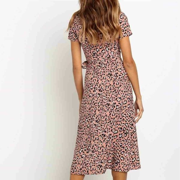 The Best Women Boho Summer Short Sleeve High Waist Midi Dress Fashion Floral V-Neck Casual Party Beach Sundress Holiday Online - Hplify