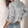The Best Women Button Polka Dot V Neck Blouse Long Sleeve Tops Online - Hplify