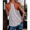 The Best Women Camisole Casual V Neck Sequins Strappy Tank Top Vest sleeveless Solid Blouse Tee Online - Hplify