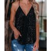 The Best Women Camisole Casual V Neck Sequins Strappy Tank Top Vest sleeveless Solid Blouse Tee Online - Hplify