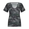 The Best Women Camouflage Army T-shirt Hollow Out Choker V-Neck Summer Ladies Casual Loose Short Sleeve T-Shirts New Online - Hplify