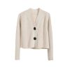 The Best Women Cardigan with Button Long Sleeve V-Neck Knitted Cropped Cardigan Online - Hplify