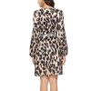The Best Women Casual 3/4 Long Sleeve V-Neck Lepord Dress Elegant Ladies Knee Length Loose Bodycon Party Dress Online - Hplify