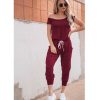 The Best Women Casual Boho Off Shoulder Jumpsuit Women Solid Loose Romper Bodysuit Long Pant Trousers Summer Clothes Online - Hplify