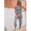 The Best Women Casual Boho Off Shoulder Jumpsuit Women Solid Loose Romper Bodysuit Long Pant Trousers Summer Clothes Online - Hplify