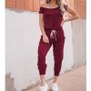 The Best Women Casual Boho Off Shoulder Jumpsuit Women Solid Loose Romper Bodysuit Long Pant Trousers Summer Clothes Online - Hplify