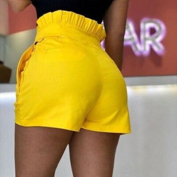The Best Women Casual Candy Color Hot Shorts Belt Beach Harem Elastic High Waist Stylish Loose Short Trouser Online - Hplify