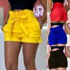 The Best Women Casual Candy Color Hot Shorts Belt Beach Harem Elastic High Waist Stylish Loose Short Trouser Online - Hplify