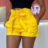 The Best Women Casual Candy Color Hot Shorts Belt Beach Harem Elastic High Waist Stylish Loose Short Trouser Online - Hplify