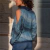 The Best Women Casual Cold Shoulder Tops Shirt New Fahsion Ladies Hollow Long Sleeve Turtleneck Loose T-Shirts 4 Styles Online - Hplify