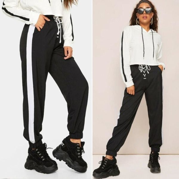 The Best Women Casual Elastic High Waist Baggy Joggers Harem Pants Gym Track Bottoms Trousers Slacks Gym Jogging Sweat Pants Online - Hplify