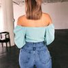 The Best Women Casual Long Sleeve Crop Tops Off Shoulder Summer Shirt Bow Beach Holiday Loose V Neck Tops Shirt Online - Hplify