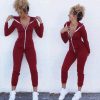 The Best Women Casual Long Sleeve Jumpsuit Ladies Sports Running Solid Playsuit Romper Gym Jogging Tracksuit Trouser Online - Hplify
