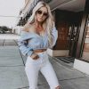 The Best Women Casual Long Sleeves Deep-V Top Off Shoulder Solid T-Shirt Tops Fashion Autumn Clothes Online - Hplify