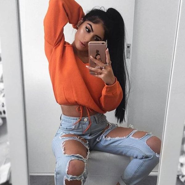 The Best Women Casual Long Sleeves Deep-V Top Off Shoulder Solid T-Shirt Tops Fashion Autumn Clothes Online - Hplify
