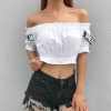 The Best Women Casual Off Shoulder Tank Tops Vest T shirt Ladies Beach Holiday Crop Tops Shirt Outwear Streetwear Online - Hplify