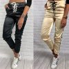 The Best Women Casual Pants Elastic Waist Jogger Skinny Trousers Side Pockets Sweatpants Online - Hplify
