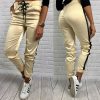 The Best Women Casual Pants Elastic Waist Jogger Skinny Trousers Side Pockets Sweatpants Online - Hplify