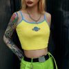 The Best Women Casual Printed Yellow Tank Top Bustier Vest Blouse Ladies Sleeveless Summer Beach Crop Top Shirt Cami Top Online - Hplify