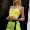 The Best Women Casual Printed Yellow Tank Top Bustier Vest Blouse Ladies Sleeveless Summer Beach Crop Top Shirt Cami Top Online - Hplify